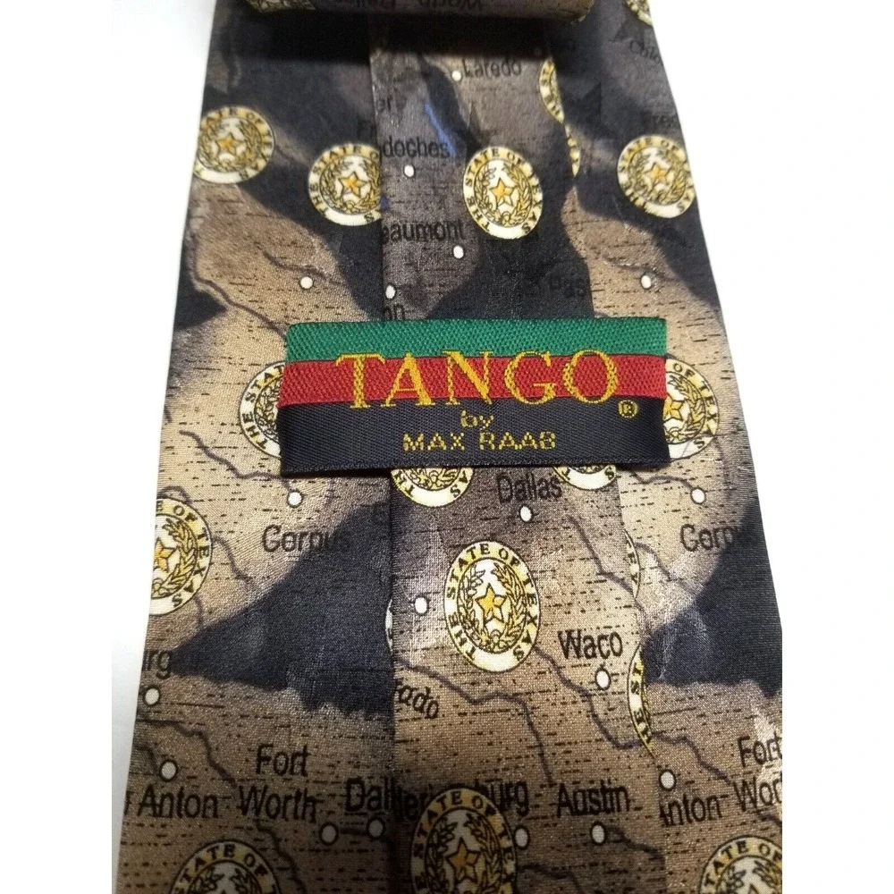 Tango by Max‎ Raab Americana Series - Texas City Map Brown Silk Tie